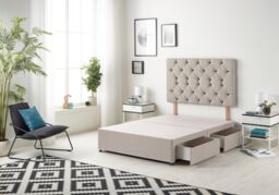 Somnior Premier Plush Velvet Sprung Memory Foam 4 Drawer Divan Bed Set with Upholstered Headboard in Silver - Size: Super King - thumbnail 4