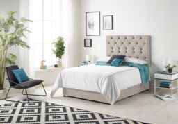 Somnior Premier Plush Velvet Sprung Memory Foam 4 Drawer Divan Bed Set with Upholstered Headboard in Silver - Size: Super King - thumbnail 2