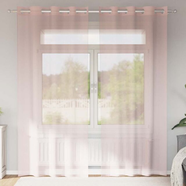 Berkfield Home Voile Curtains with Grommets 2 pcs Light Pink 140x245 cm - image 1