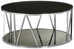 Orsina Elegant Round Rose Gold Finish Coffee Table, Modern Decorative Coffee Table, Durable Modern Coffee Table in Silver - thumbnail 2