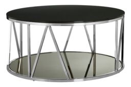 Orsina Elegant Round Rose Gold Finish Coffee Table, Modern Decorative Coffee Table, Durable Modern Coffee Table in Silver
