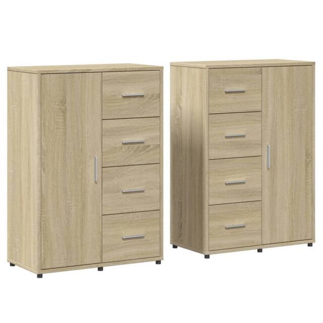 Berkfield Home Sideboards 2 pcs Sonoma Oak 60x31x84 cm Engineered Wood in Light Brown - Size: 60 x 31 x 84 cm - image 1