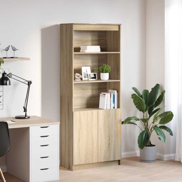 Berkfield Home Highboard Sonoma Oak 70x35x180 cm Engineered Wood in Brown - Size: 70 x 35 x 180 cm - image 1