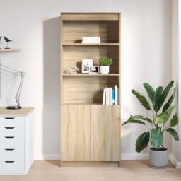 Berkfield Home Highboard Sonoma Oak 70x35x180 cm Engineered Wood in Brown - Size: 70 x 35 x 180 cm - thumbnail 3