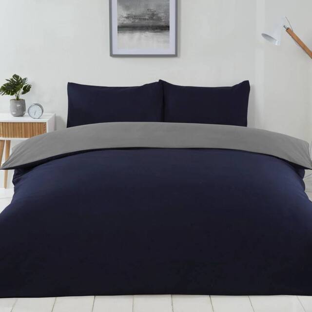 Voltico Reversible Duvet Cover Set - Double & King Sizes, 4 Colour Options in Dark Navy - image 1