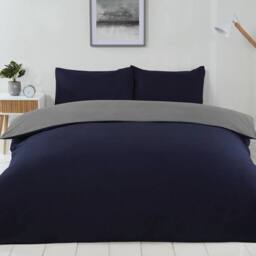 Voltico Reversible Duvet Cover Set - Double & King Sizes, 4 Colour Options in Dark Navy - thumbnail 1