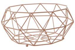 Orsina Gold Finish Fruit Basket, Stylish Wire Bowl For Displaying & Storing Fresh Fruit, Durable Metal in Pink - thumbnail 1