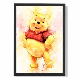 ARTZE Watercolour Winnie the Pooh Art Print with Black Frame SIZE: A2 in Yellow - Size: A4 - thumbnail 2