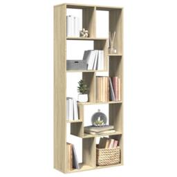 Berkfield Home Room Divider Bookcase Sonoma Oak 67x25x161.5 cm Engineered Wood in Light Brown - thumbnail 2