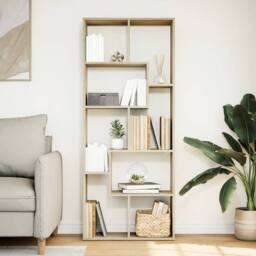 Berkfield Home Room Divider Bookcase Sonoma Oak 67x25x161.5 cm Engineered Wood in Light Brown - thumbnail 1
