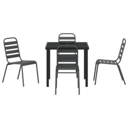 Berkfield Home 5 Piece Garden Dining Set Dark Grey Steel - thumbnail 7