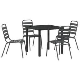 Berkfield Home 5 Piece Garden Dining Set Dark Grey Steel - thumbnail 2