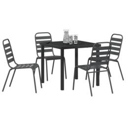 Berkfield Home 5 Piece Garden Dining Set Dark Grey Steel - thumbnail 3