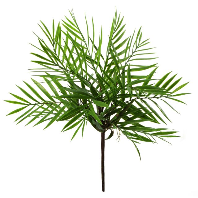 Leaf 40cm Artificial Bamboo Palm Bush Plant in Green - image 1