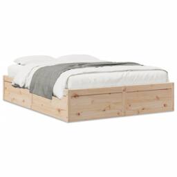Berkfield Home Bed Frame without Mattress 140x200 cm Solid Wood Pine in Natural - thumbnail 1