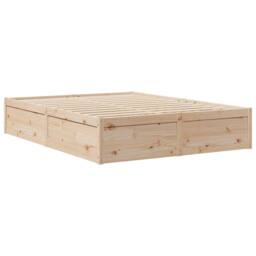Berkfield Home Bed Frame without Mattress 140x200 cm Solid Wood Pine in Natural - thumbnail 3