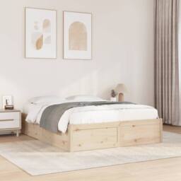 Berkfield Home Bed Frame without Mattress 140x200 cm Solid Wood Pine in Natural - thumbnail 2