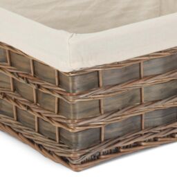 Red Hamper Wicker Grey Scandi Storage Basket With White Lining - Size: Small - thumbnail 2