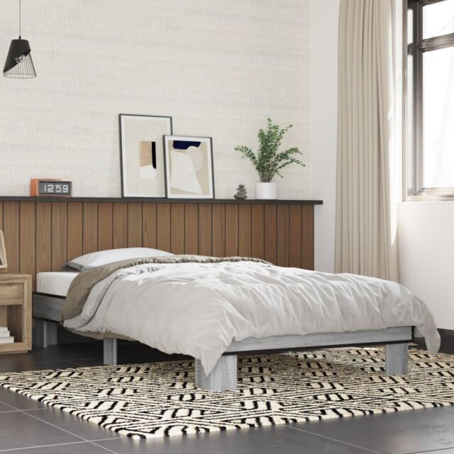 Berkfield Home Bed Frame without Mattress Grey Sonoma 90x200 cm - image 1