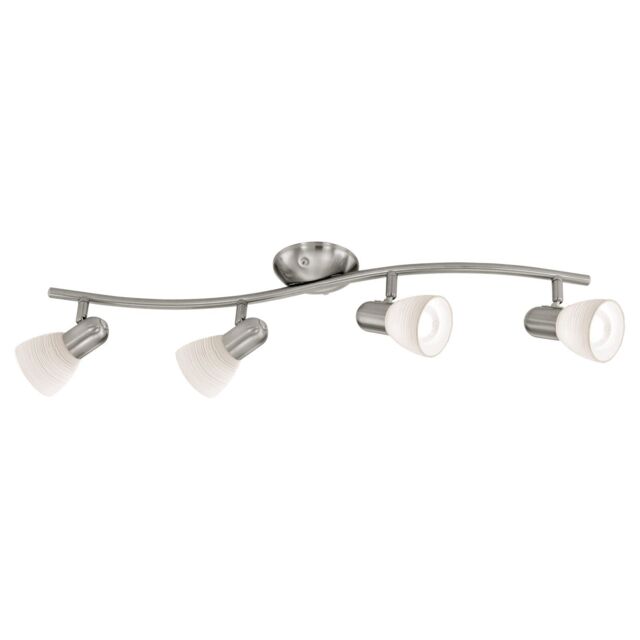 Loops Flush 4 Spot Ceiling Light Satin Nickel Shade White Glass Bulb E14 4x40W in Metallics - image 1