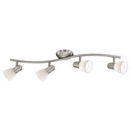 Loops Flush 4 Spot Ceiling Light Satin Nickel Shade White Glass Bulb E14 4x40W in Metallics