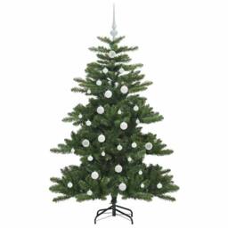 Berkfield Home Artificial Hinged Christmas Tree with 150 LEDs 150 cm PVC in Green - thumbnail 4
