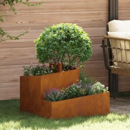 Berkfield Home Pots & Planters Corten Steel Medium Durable Metal Planter in Brown - thumbnail 1