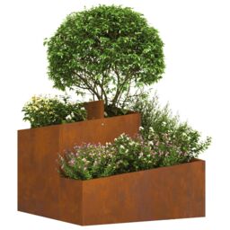 Berkfield Home Pots & Planters Corten Steel Medium Durable Metal Planter in Brown - thumbnail 3