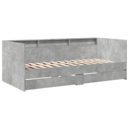 Berkfield Home Daybed with Drawers without Mattress Concrete Grey 75x190 cm Small Single - thumbnail 3
