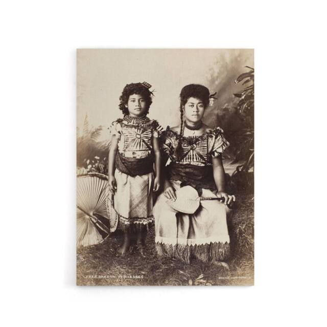 "Artery8 Burton Brothers Photograph of Samoan Princesses Canvas Wall Art Print in Brown - Size: W12"" x H16""" - image 1