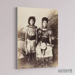 "Artery8 Burton Brothers Photograph of Samoan Princesses Canvas Wall Art Print in Brown - Size: W12"" x H16""" - thumbnail 2