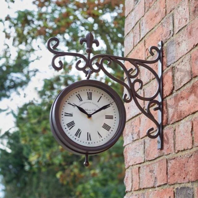 Marco Paul 35cm Brown Station Clock & Thermometer for Outdoors & Indoors - image 1