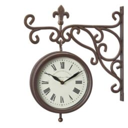 Marco Paul 35cm Brown Station Clock & Thermometer for Outdoors & Indoors - thumbnail 3