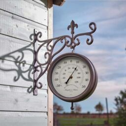 Marco Paul 35cm Brown Station Clock & Thermometer for Outdoors & Indoors - thumbnail 2