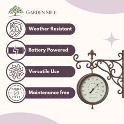 Marco Paul 35cm Brown Station Clock & Thermometer for Outdoors & Indoors - thumbnail 5