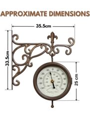 Marco Paul 35cm Brown Station Clock & Thermometer for Outdoors & Indoors - thumbnail 4