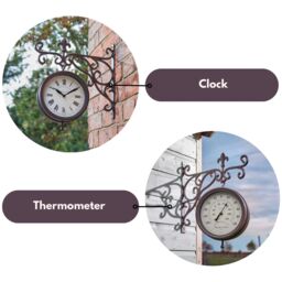 Marco Paul 35cm Brown Station Clock & Thermometer for Outdoors & Indoors - thumbnail 6