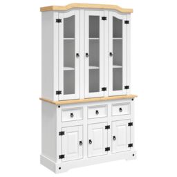 Berkfield Home Highboard Corona White 112x43x196 cm Solid Wood Mexican Pine - Size: 112 x 43 x 196 cm - thumbnail 2