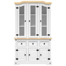 Berkfield Home Highboard Corona White 112x43x196 cm Solid Wood Mexican Pine - Size: 112 x 43 x 196 cm - thumbnail 3