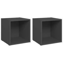 Berkfield Home TV Cabinets 2 pcs Grey 37x35x37 cm Engineered Wood - Size: 37 x 35 x 37 cm - thumbnail 3