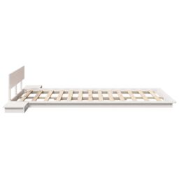 Berkfield Home Floor Bed Frame with Bedside Tables White 120x200cm Solid Wood - Size: 120x200 cm - thumbnail 6