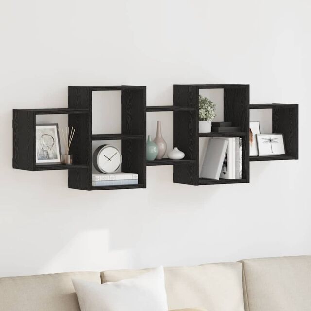 Berkfield Home Wall Shelf Black Oak 129x18x42 cm Engineered Wood - Size: 129 x 18 x 42 cm - image 1