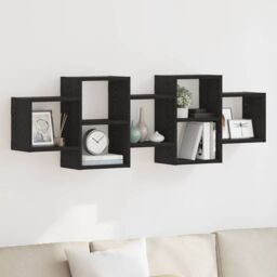 Berkfield Home Wall Shelf Black Oak 129x18x42 cm Engineered Wood - Size: 129 x 18 x 42 cm - thumbnail 1