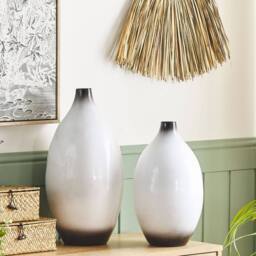 Wyld and Coco 46cm Black and White Terracotta Vase