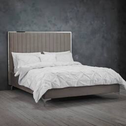 Lemon Pavilion Furniture Berkeley Double Bed - Velvet - L207 x W153 x H142.5 cm - Grey