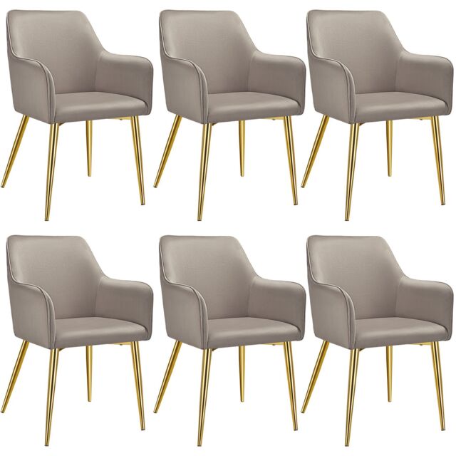 tectake Dining Chair Avane Set Of 6 - Taupe - Size: 6 Pack - image 1