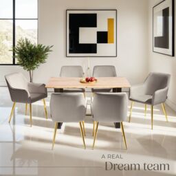tectake Dining Chair Avane Set Of 6 - Taupe - Size: 6 Pack - thumbnail 8