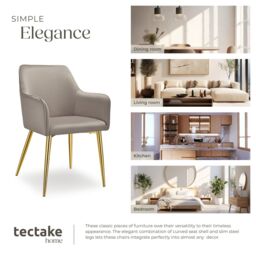tectake Dining Chair Avane Set Of 6 - Taupe - Size: 6 Pack - thumbnail 7