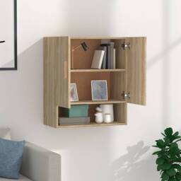 Berkfield Home Wall Cabinet Sonoma Oak 60x31x70 cm Engineered Wood in Brown - Size: 60 x 31 x 70 cm - thumbnail 3