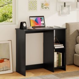 Gymax 80 CM Home Office Desk Small Computer Desk for Small Space-Black in Black - thumbnail 3